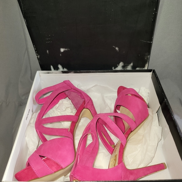 Womens DV Dolce Vita Pink Suede Ankle Strap Sandals High Heels - Picture 2 of 6